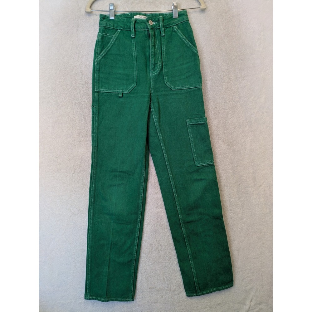 PacSun 90's BF Carpenter‎ Pants Women's 24 Green High Rise Straight Leg Utility